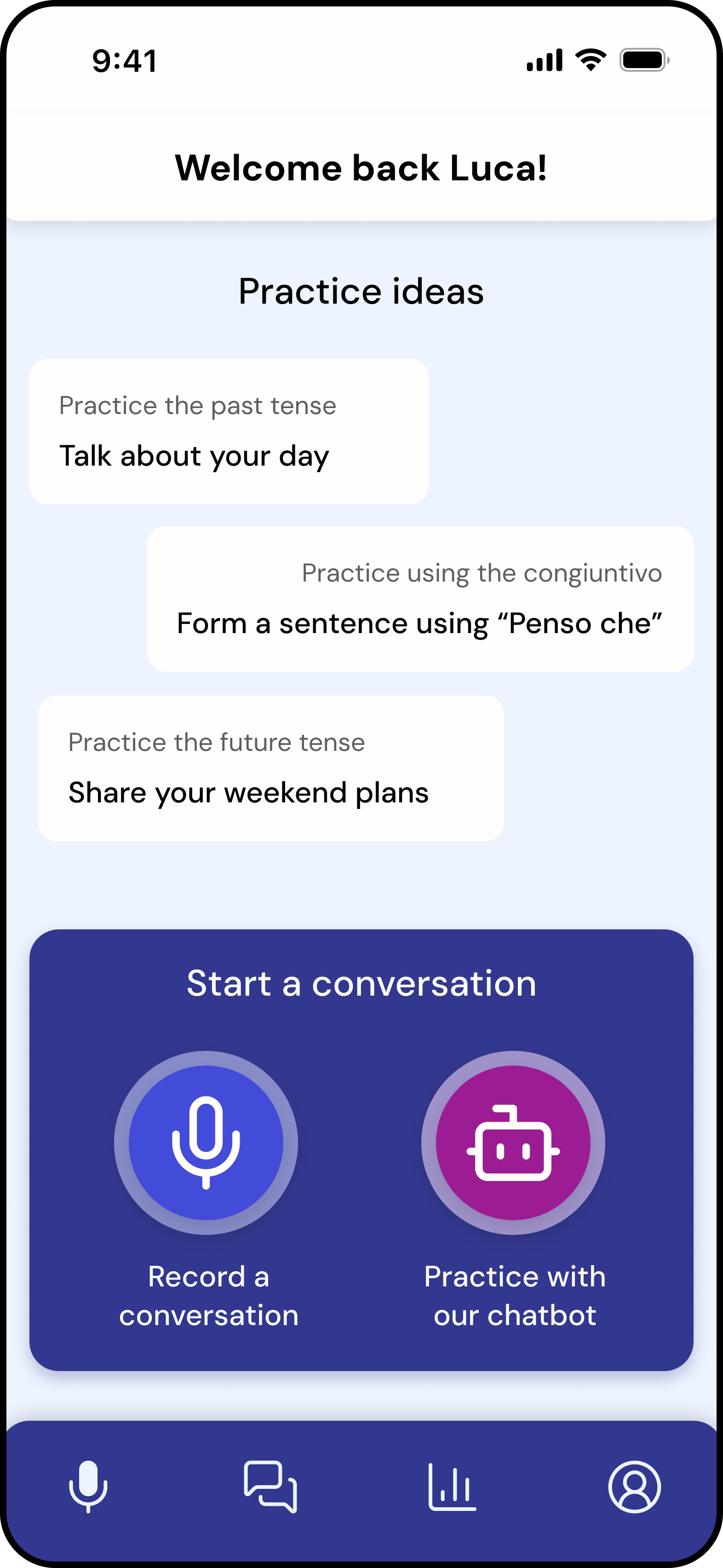 Home screen recording tab