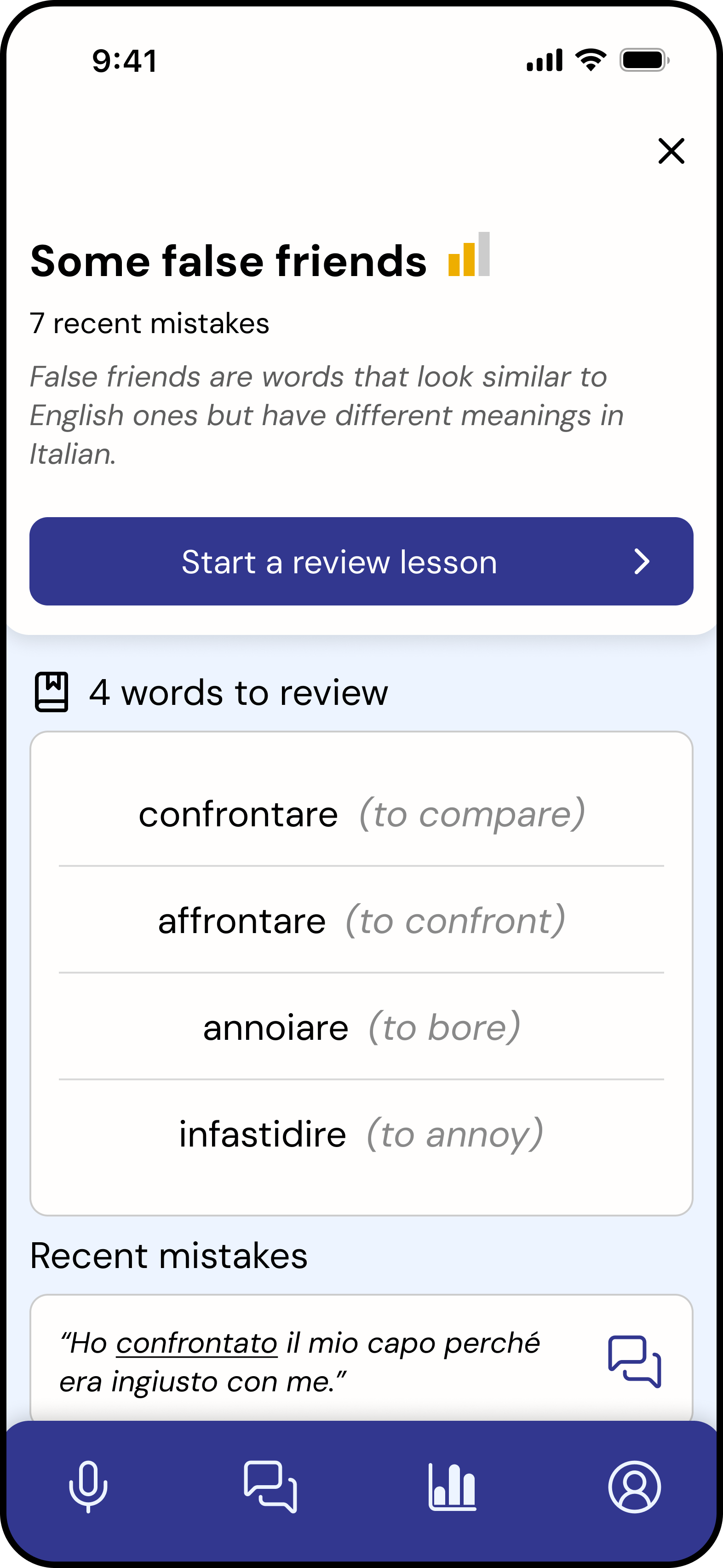 Weakness details screen