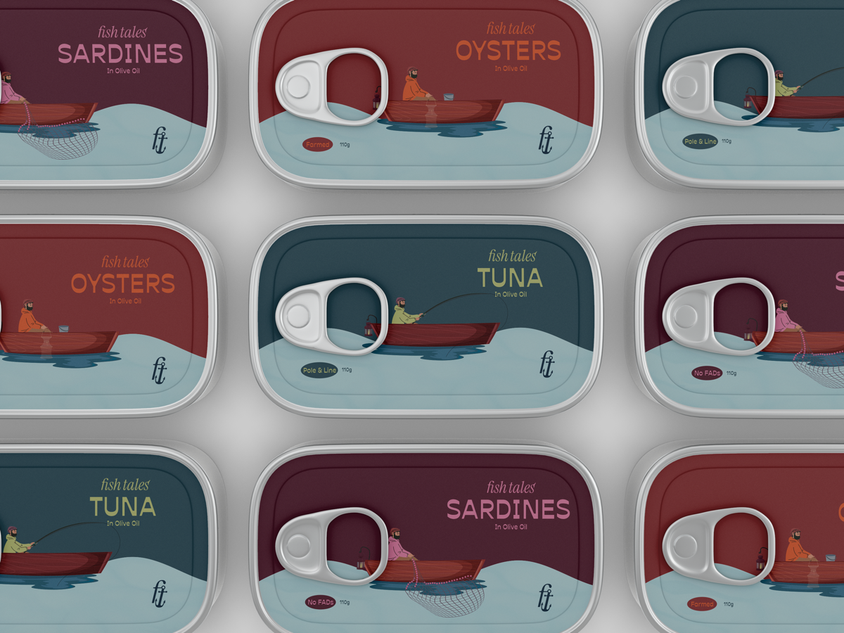 Fish Tales tin design mockup