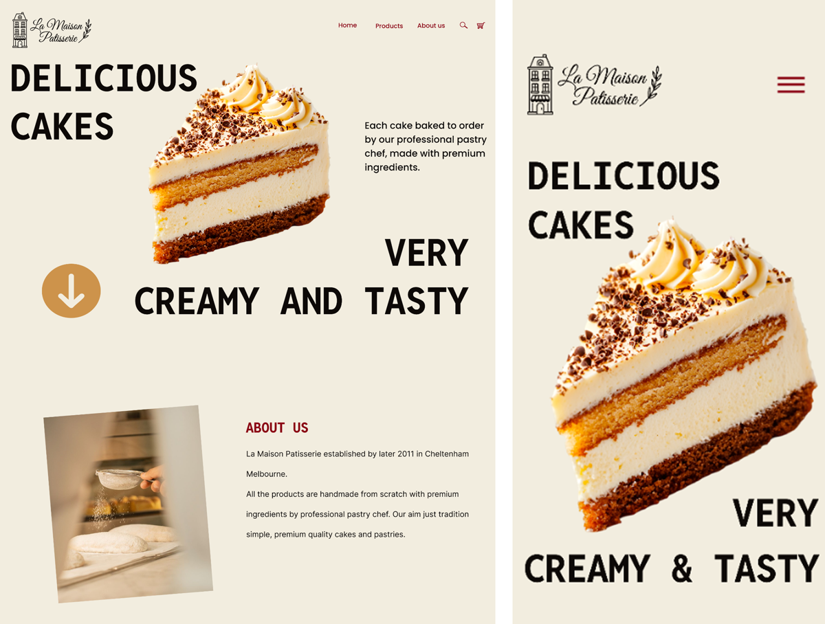 La Maison Patisserie website redesign — e-commerce UI/UX