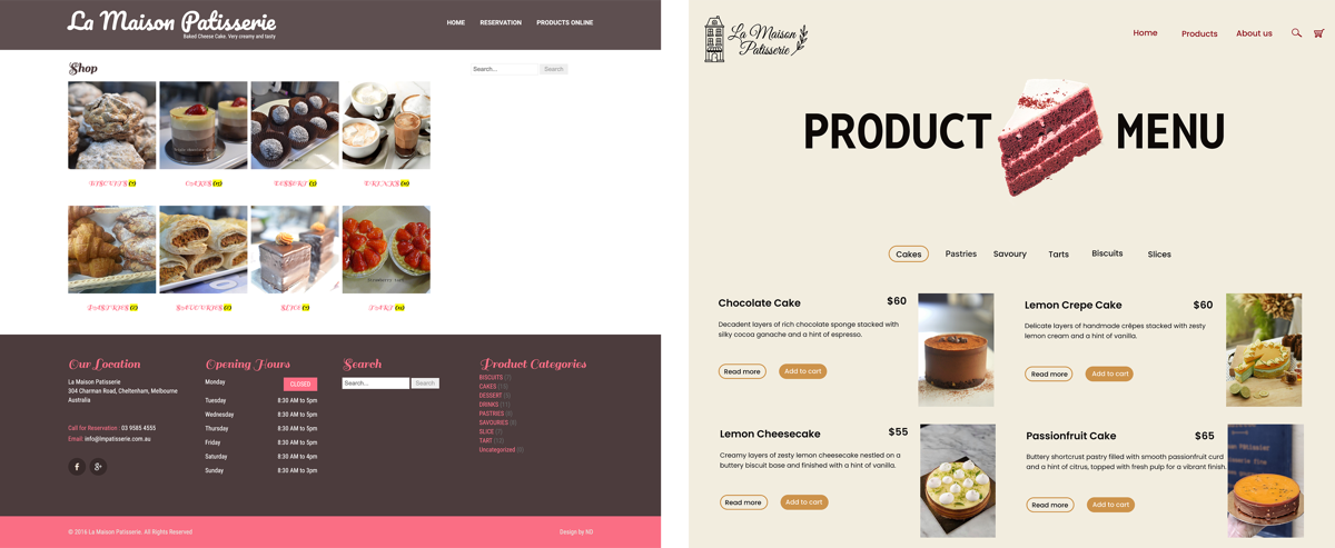 Product page before and after redesign
