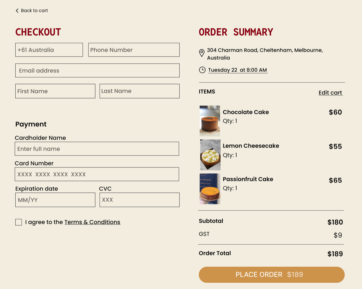 Checkout flow step: payment